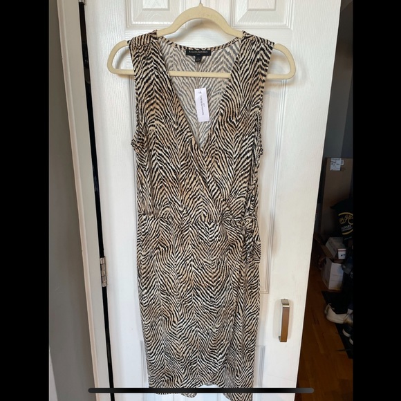 2/$40 NWT Banana Republic Faux wrap sleeveless dress, animal print, Size Small - Picture 4 of 12